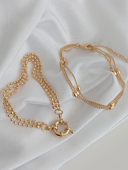 7 inches Bracelet with 3 Chains and Small Spheres