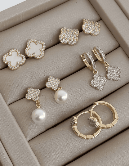 Earring with a Single Pavé Flower and Sparkling Accents