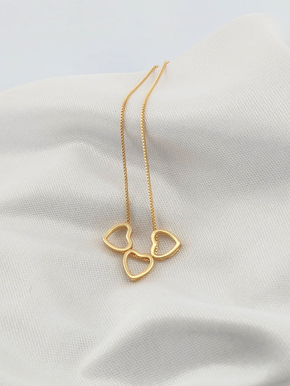 17 Inch Necklace with 3 Smooth Open Hearts