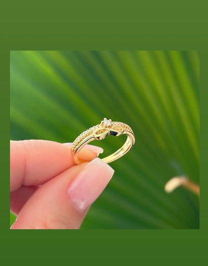 Double Band Infinity Ring with One Row of Sparkling Accents