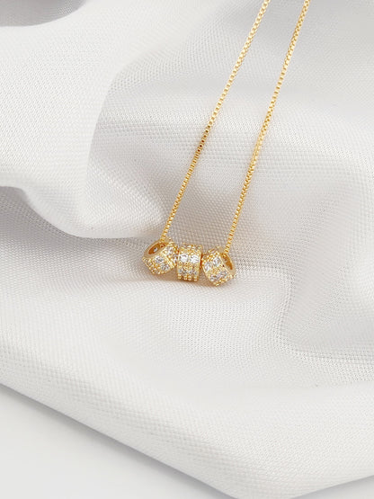 17-inch Necklace with 3 Pavé Cylinders
