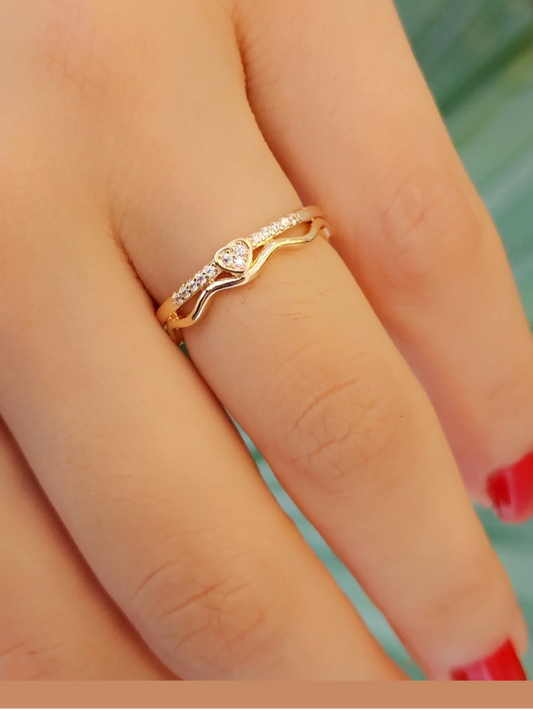 Small heart ring with two bands 6669