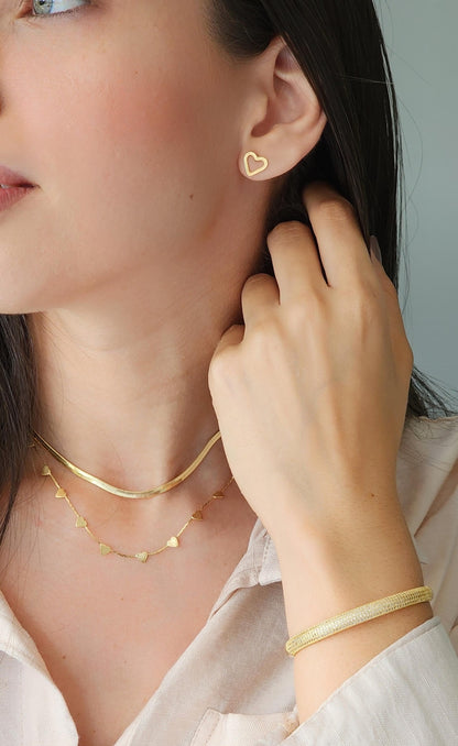 Tattoo Chain Necklace with Hearts