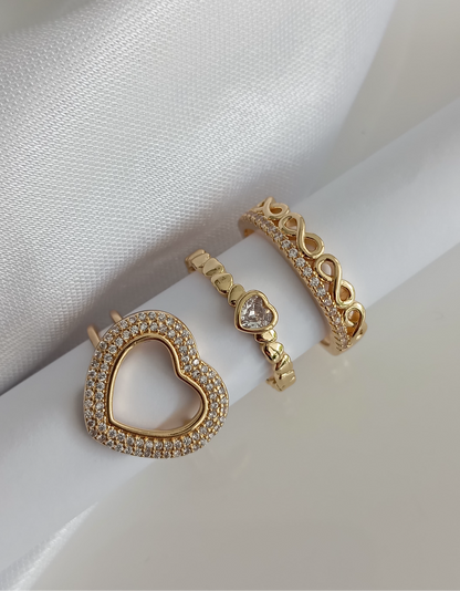 Solitaire Hearts Ring