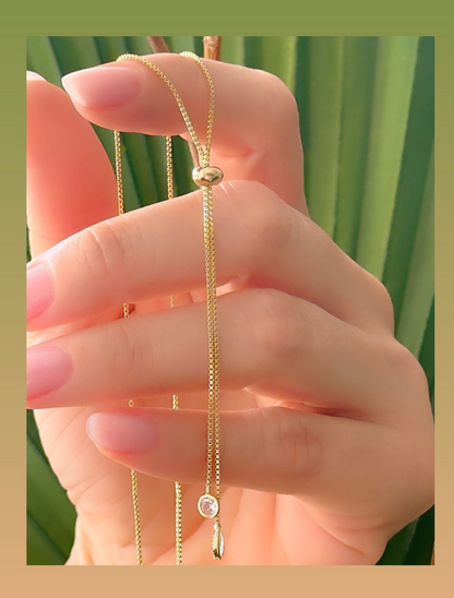 Y-drop Necklace with a Teardrop Pendant and Solitaire Accent