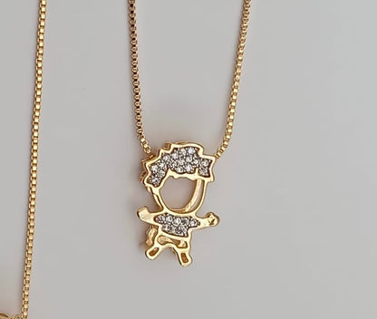 Boy/girl Pendant Necklace with Open Base and High Setting