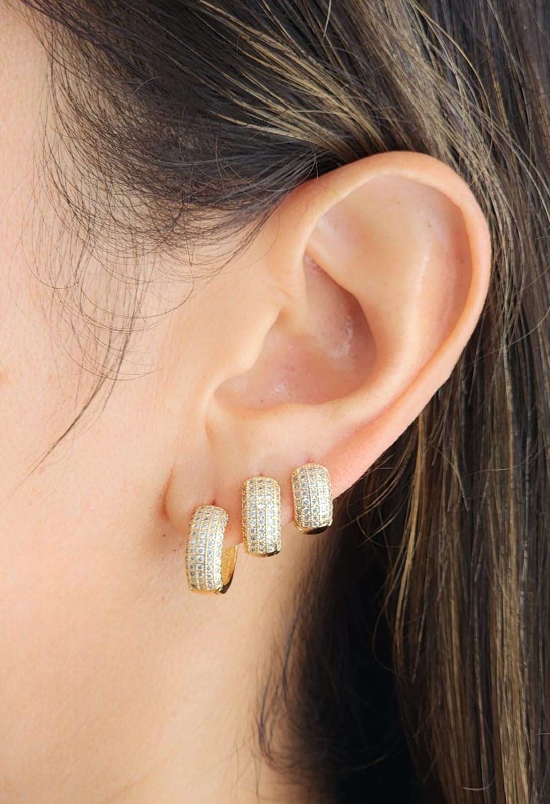 5 strand pave domed hoop earrings