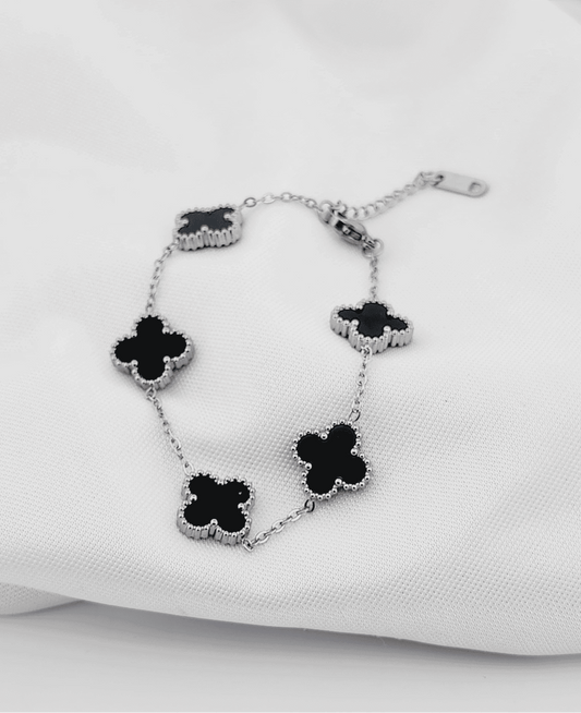 6.7 inches stainless steel bracelet with 5 clovers 11339