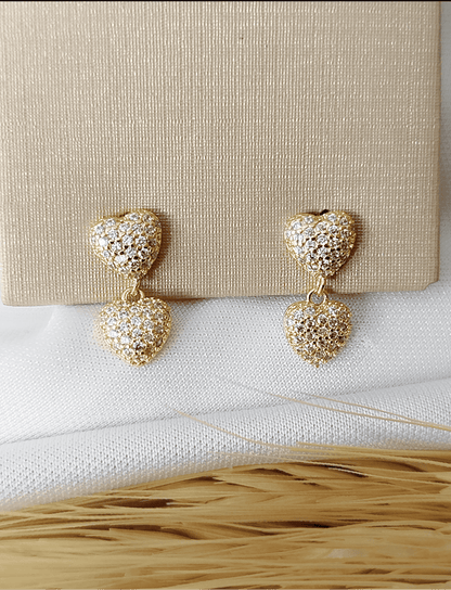 Small Double Heart Pavé Earring