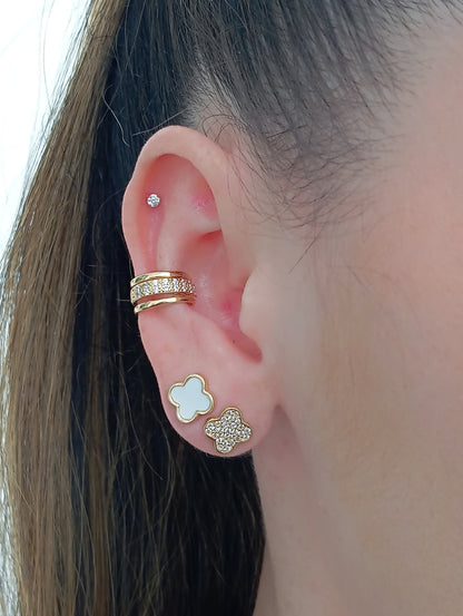 Smooth Side Mother-of-sparkling Accents Clover Earring