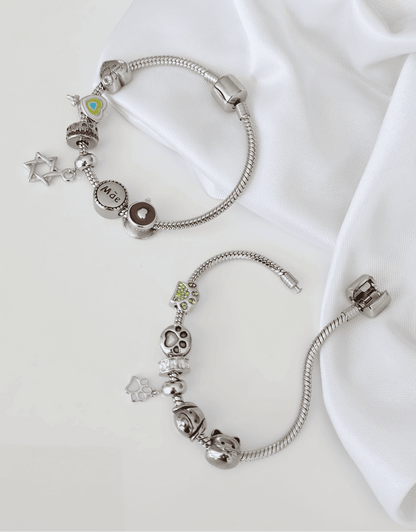 Stainless steel charm bracelet with snake chain  12017 ( Bracelet only (charms not included).