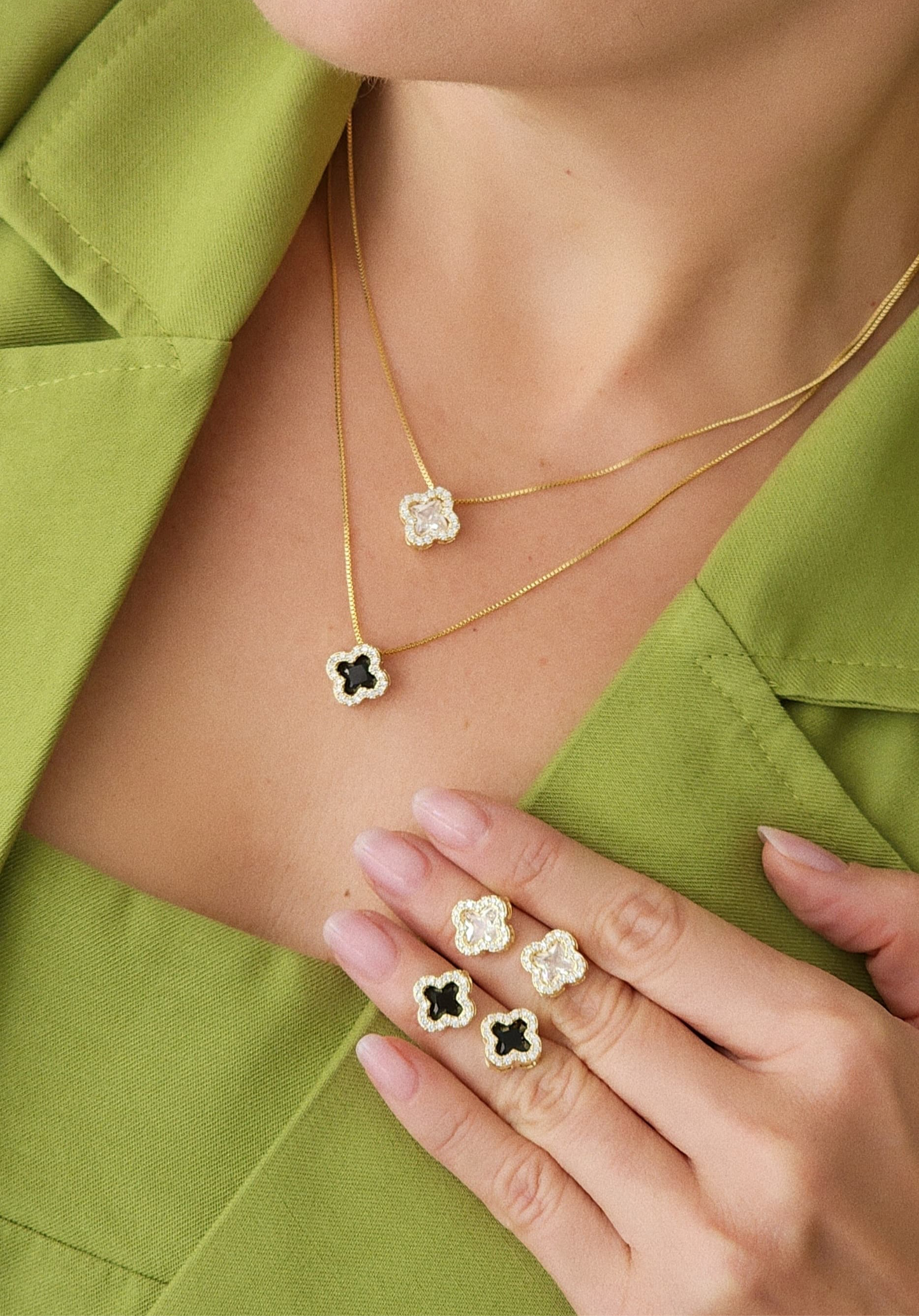 Clover set with citrine and pave sides 11213