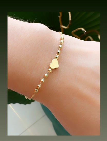 6 inches Children’s Bracelet with 12 Spheres and a Heart