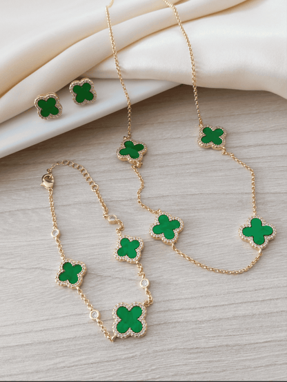 Clover Bracelet with Three Sparkling Motifs, 16 cm