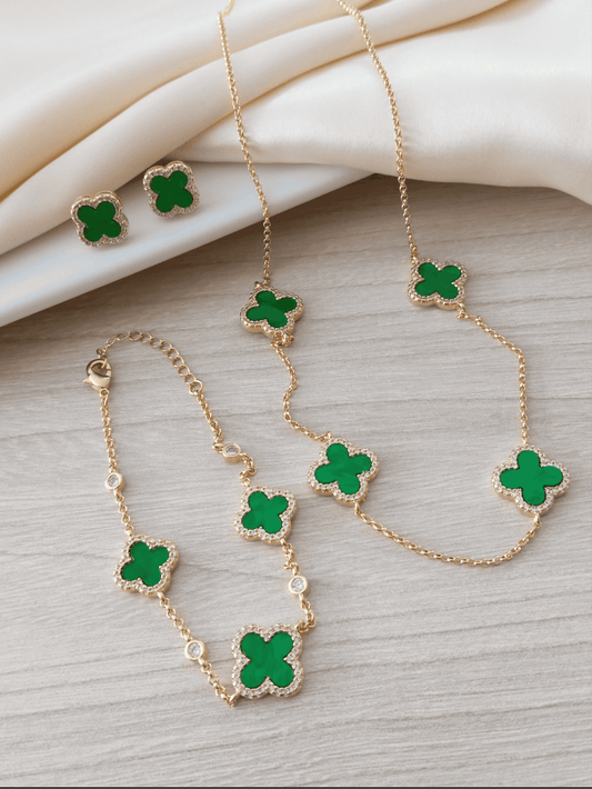 Clover Bracelet with Three Sparkling Motifs, 16 cm