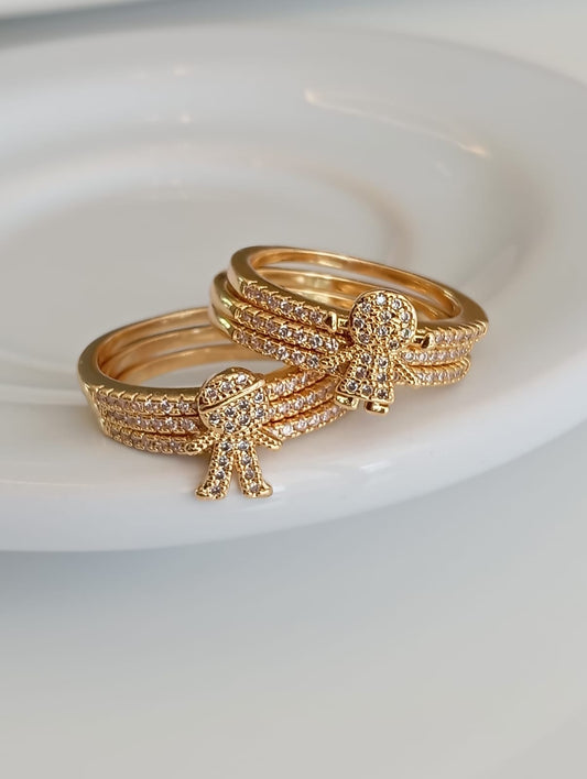 Triple Ring with BOY Design and Pavé Setting
