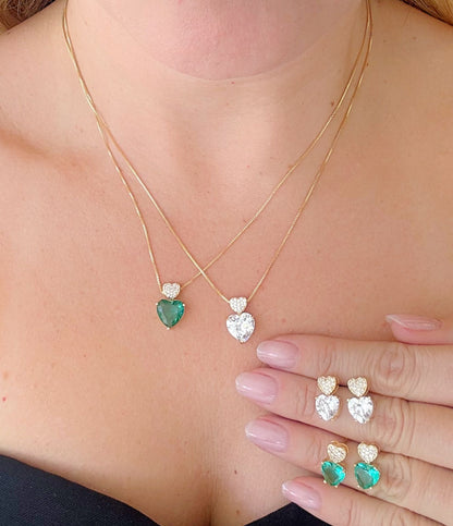 Set of 2 Hearts: 1 with a Sparkling Accents and 1 Pavé
