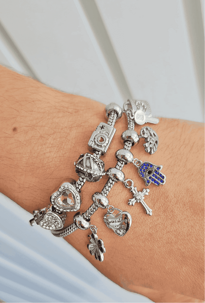 Stainless steel charm bracelet with snake chain  12017 ( Bracelet only (charms not included).