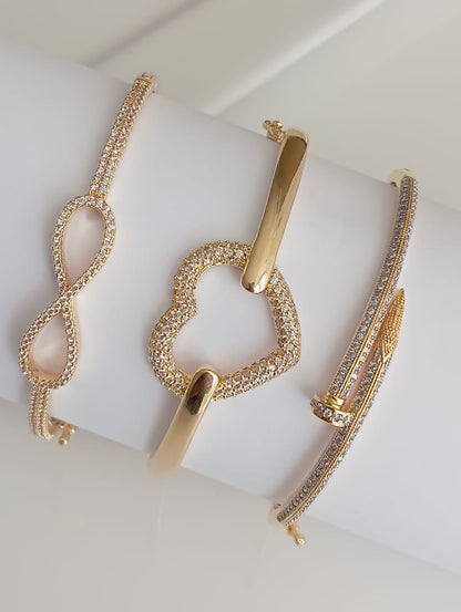 Thin Nail Bracelet with Pavé