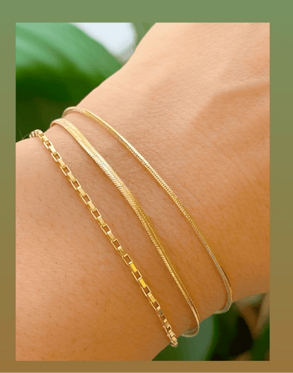 7-inch Bracelet with Two Mirrored Chains and Two Link Chains