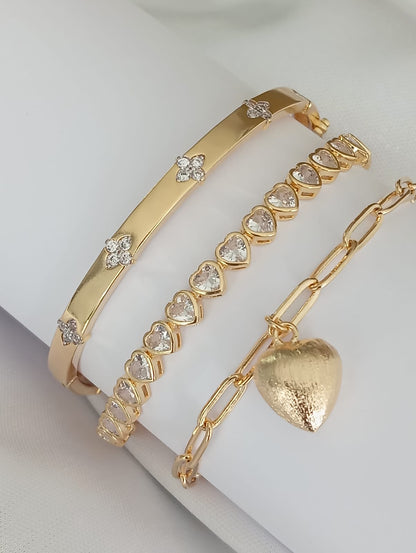 Hoop Bracelet with 10 Sparkling Floral Accents