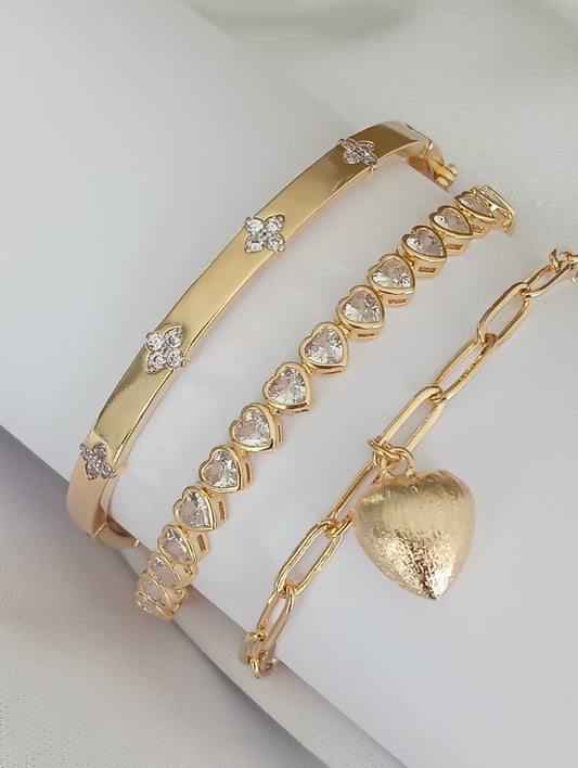 Hoop Bracelet with 10 Sparkling Floral Accents