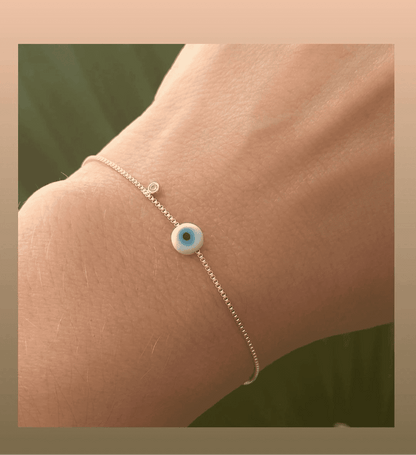 Evil Eye Bracelet with Two Sparkling Accents, 17 cm