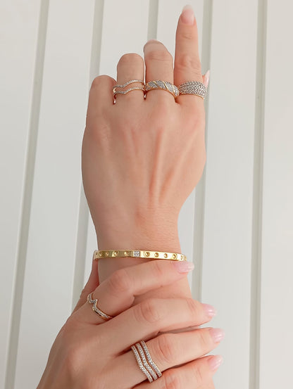 Smooth Dot Bracelet with a Square Sparkling Accent