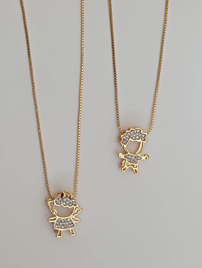 Boy/girl Pendant Necklace with Open Base and High Setting