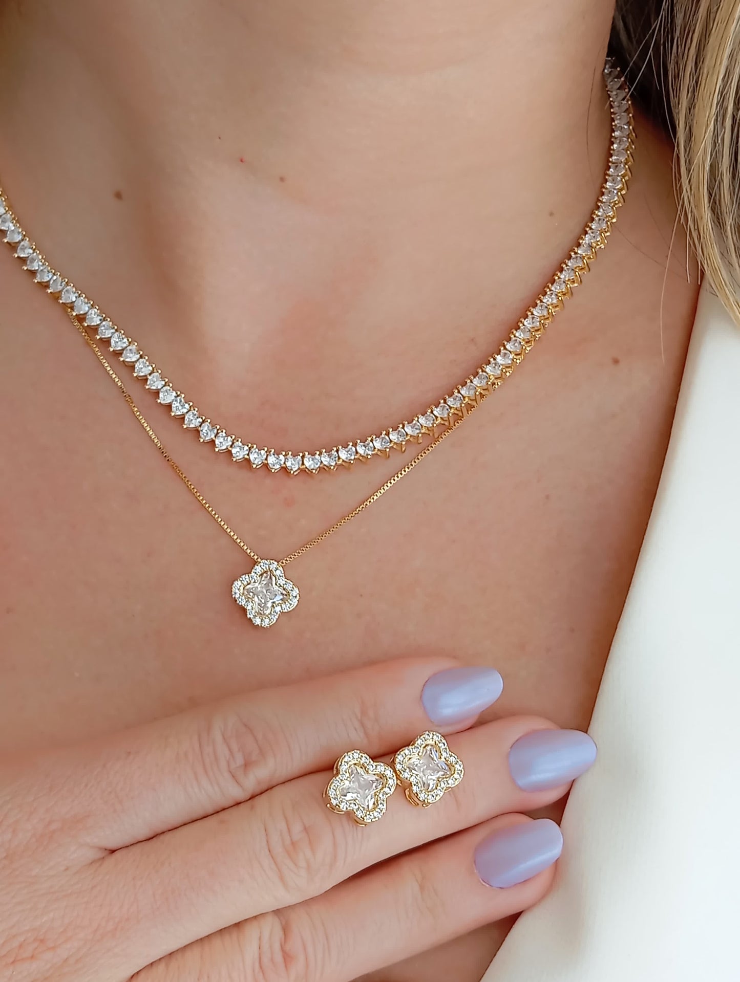 Clover set with citrine and pave sides 11213