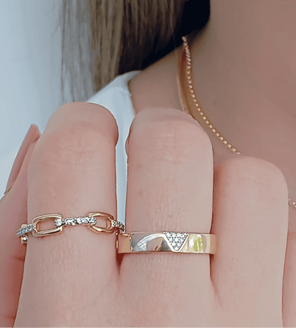 Chain Band Ring with Pavé Accents