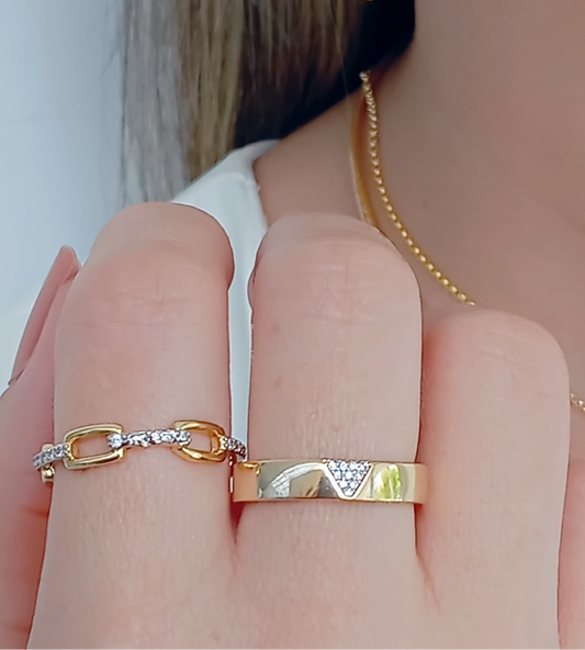 Chain band ring with pavé accents 11591