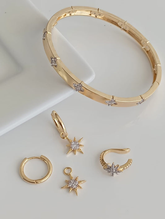 Smooth Hoop with Star Pendant