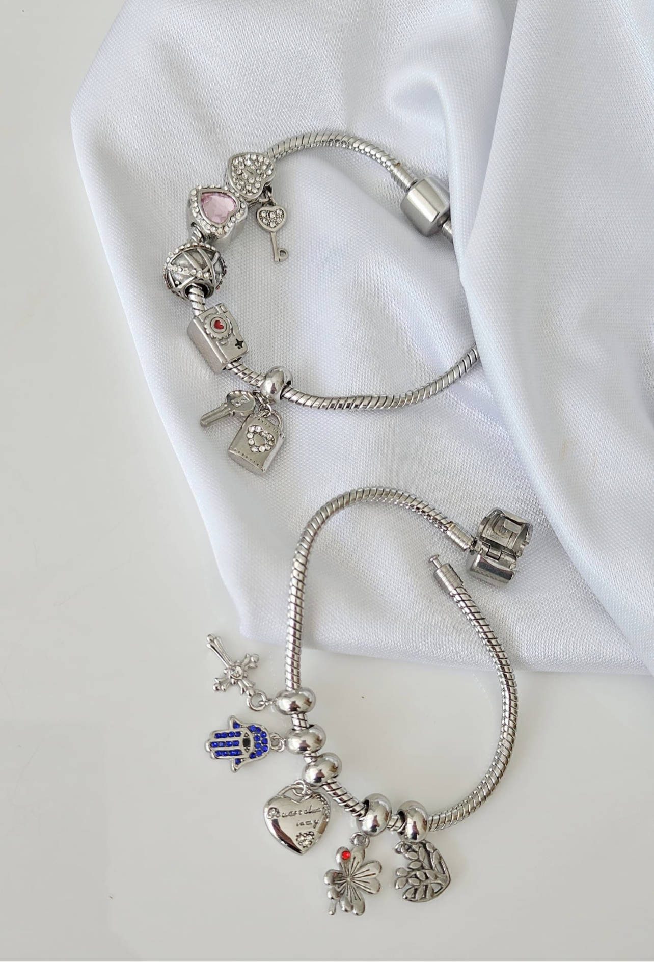 Stainless steel charm bracelet with snake chain  12017 ( Bracelet only (charms not included).