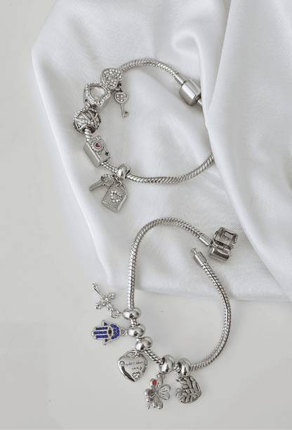 Stainless steel charm bracelet with snake chain  12017 ( Bracelet only (charms not included).
