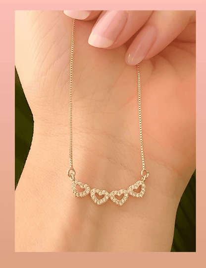18-inch Necklace with Four Pavé Hearts