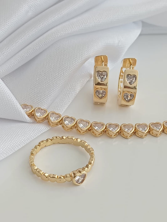Hexagon Heart Hoop Earrings