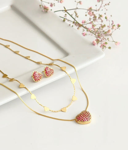 Tattoo Chain Necklace with Hearts
