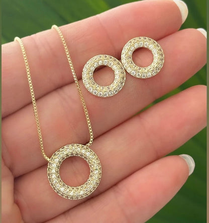 Pavé Circle Jewelry Set 40+10cm