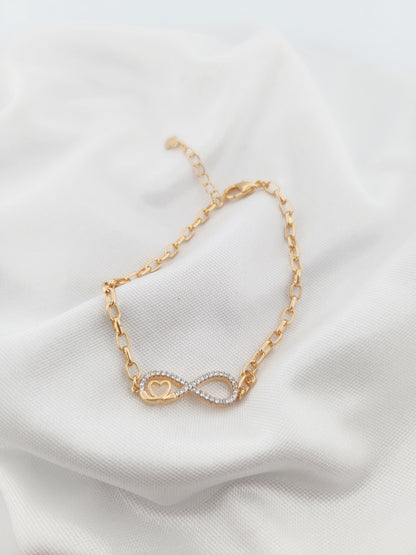 Infinity Bracelet with Studded Smooth Heart