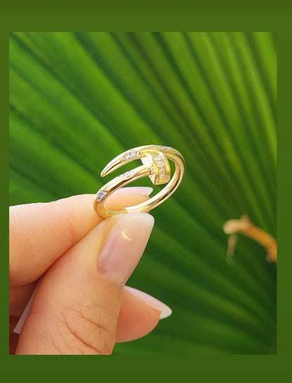 Nail Ring with Baguette Sparkling Accents