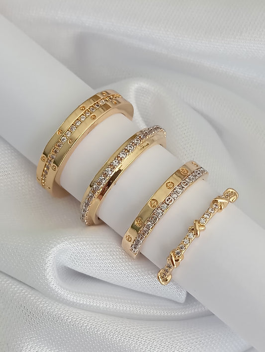 Ring with One Pavé Strip and 5 "x" Details