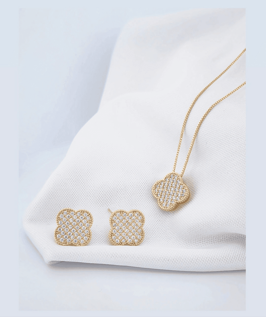 High-base pavé clover set 11255