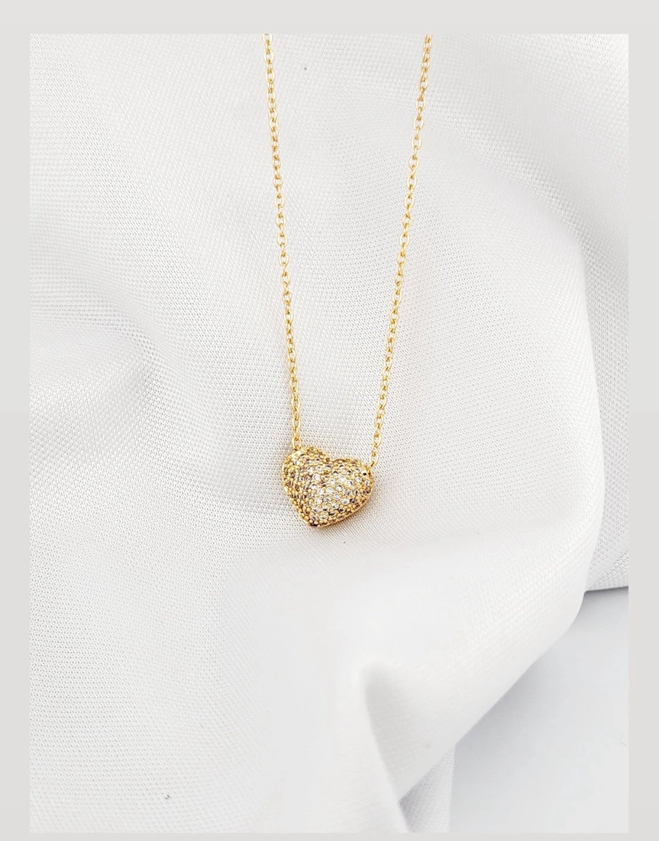 16-inch necklace with hollow pavé rounded heart pendant 11697