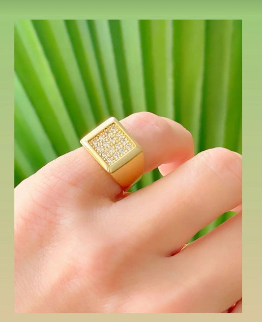 Square Pavé Pinky Ring