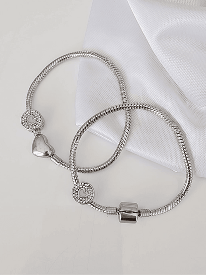 Stainless steel charm bracelet with snake chain  12017 ( Bracelet only (charms not included).