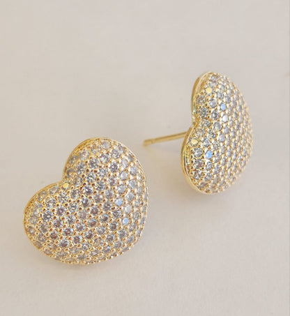 Pave Heart Stud Earrings