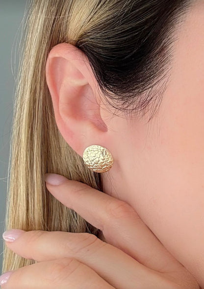 Cracked Embossed Coin Earring