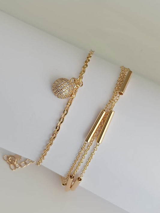 Mirrored Curb Bracelet with Pavé-set Half-sphere