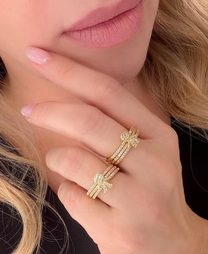 Triple Ring with BOY Design and Pavé Setting